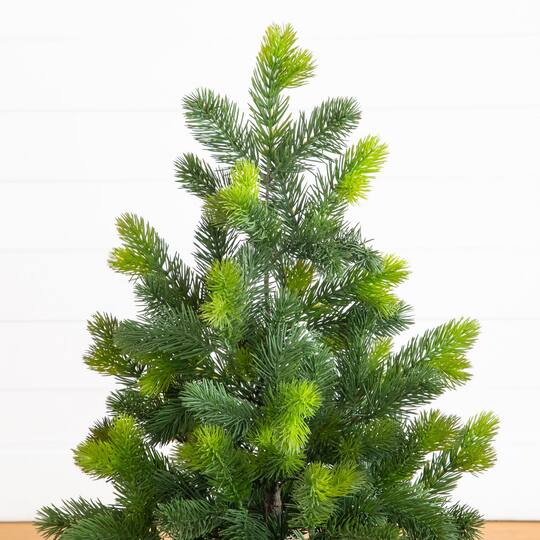 Nearly Natural 3ft. Unlit Artificial Real Touch Spruce Christmas Tree in White Decorative Planter
